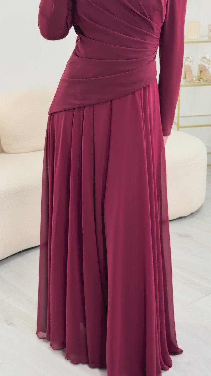 Robe de soirée modeste bordeaux - Esira