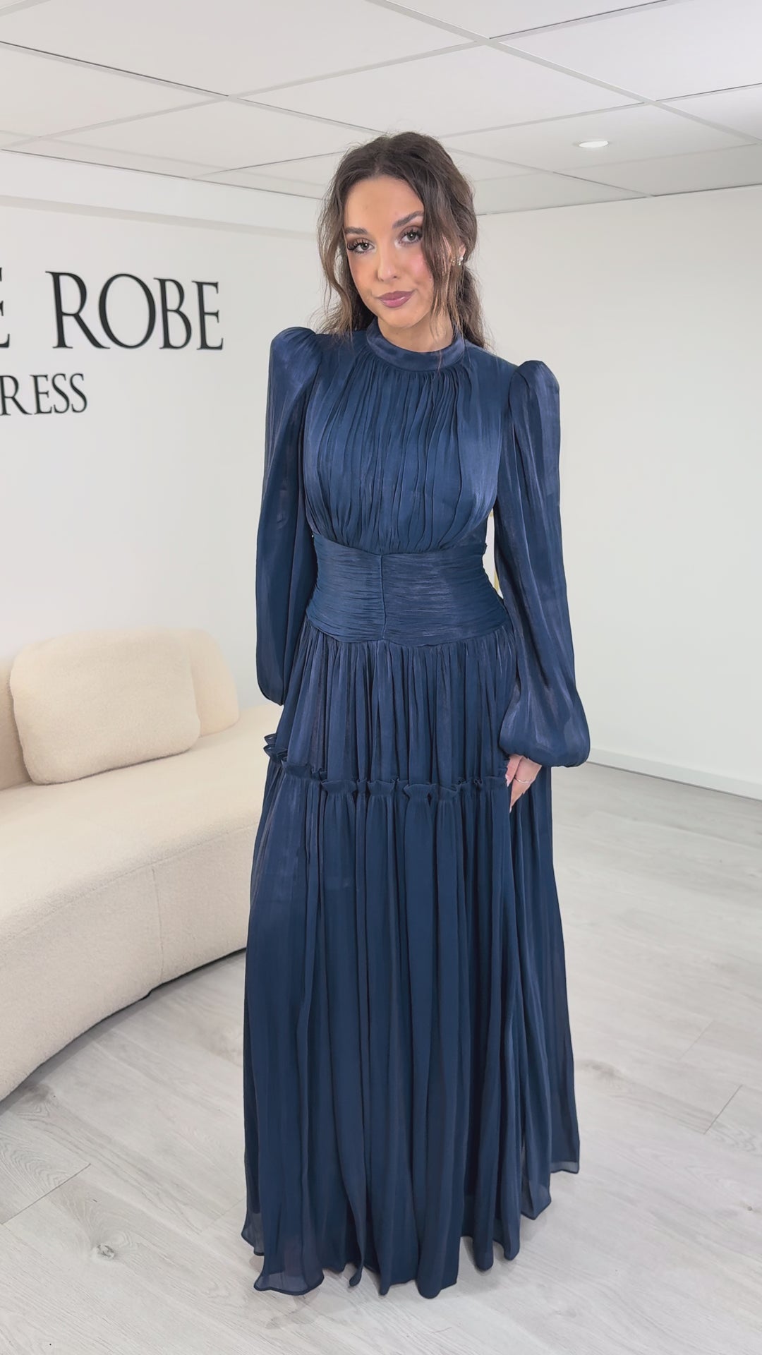 Marineblå beskeden aftenkjole - Dilara