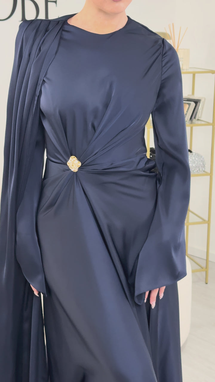 Robe de soirée modeste bleu marine - Sirine
