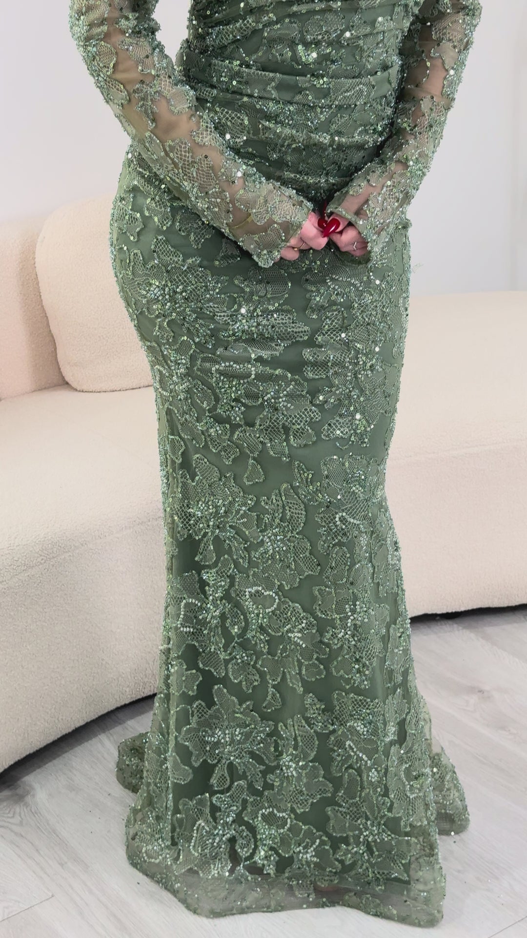 Robe de soirée vert d'eau - Yelda