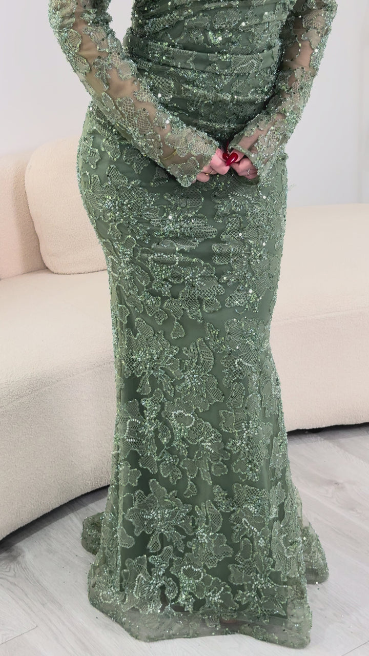Robe de soirée vert d'eau - Yelda