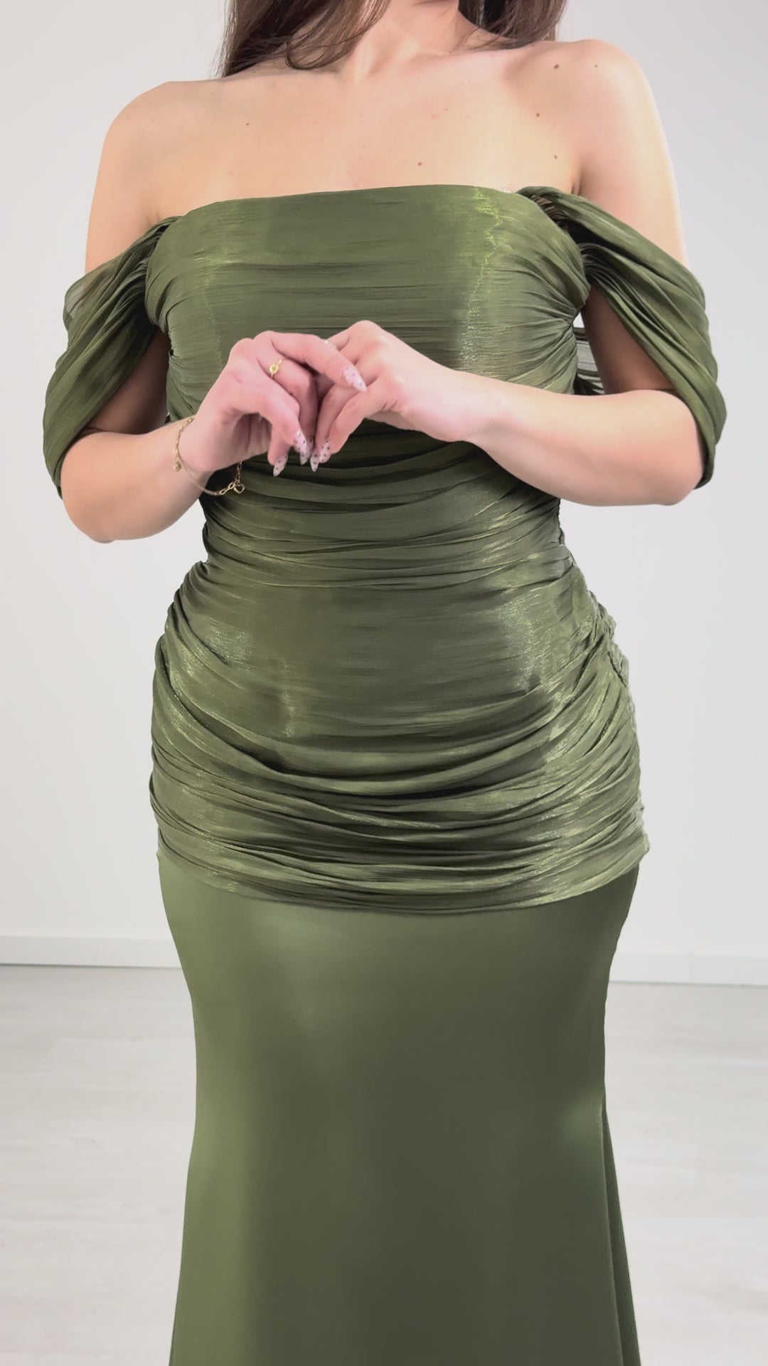 Vestido de noite cáqui - Lavin