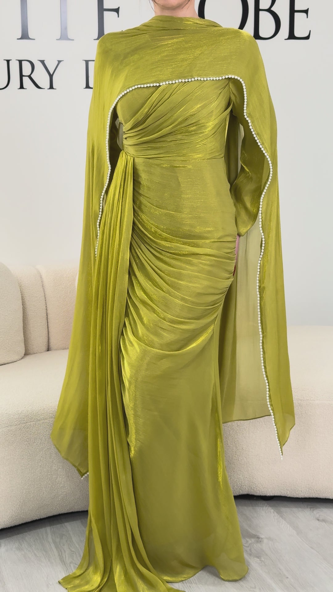 Robe de soirée modeste vert olive - Bahar