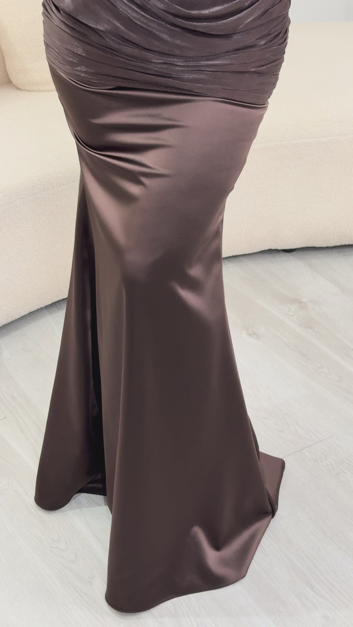 Robe de soirée marron foncé - Lavin