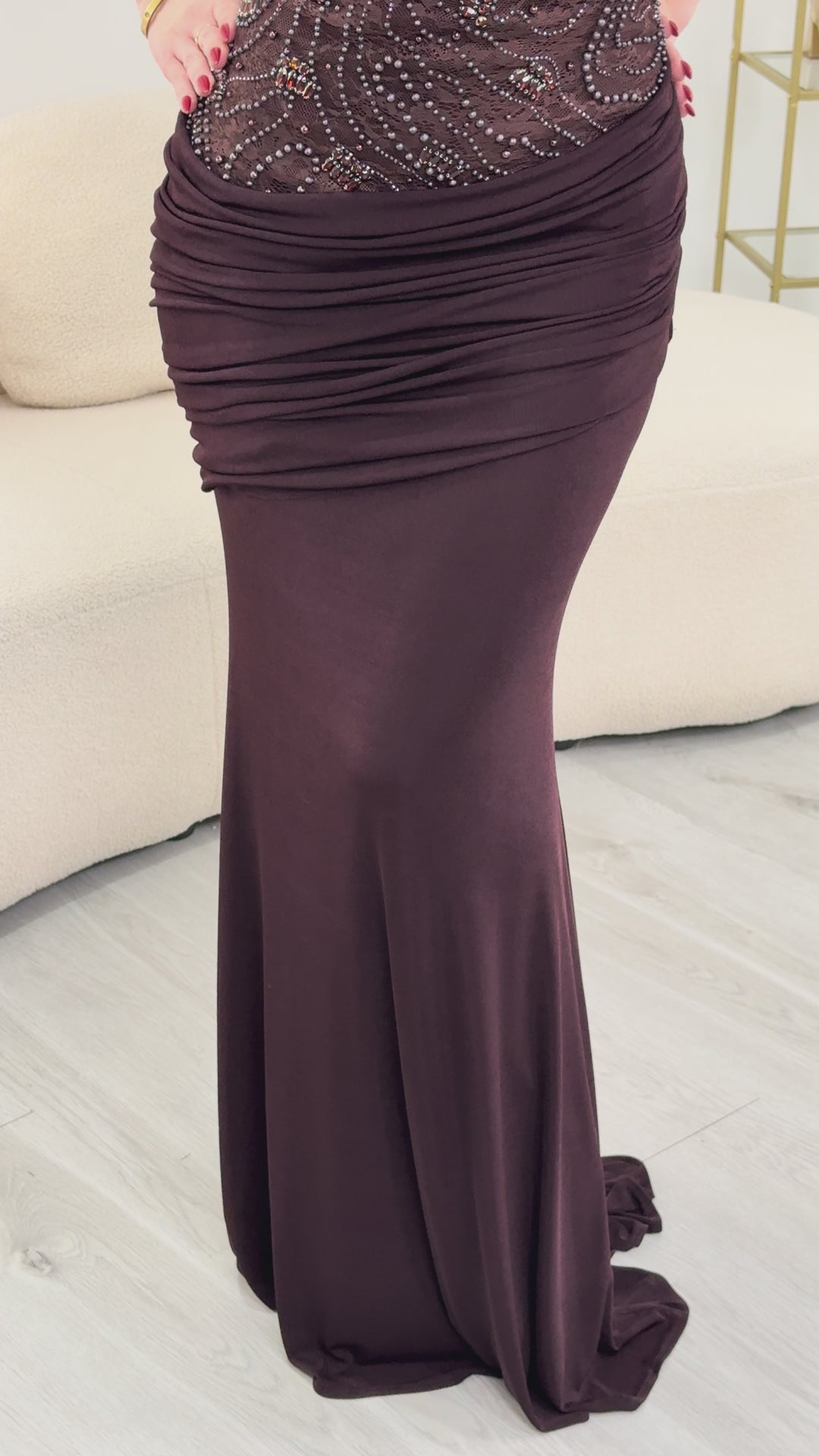 Vestido de noite marrom - Preto