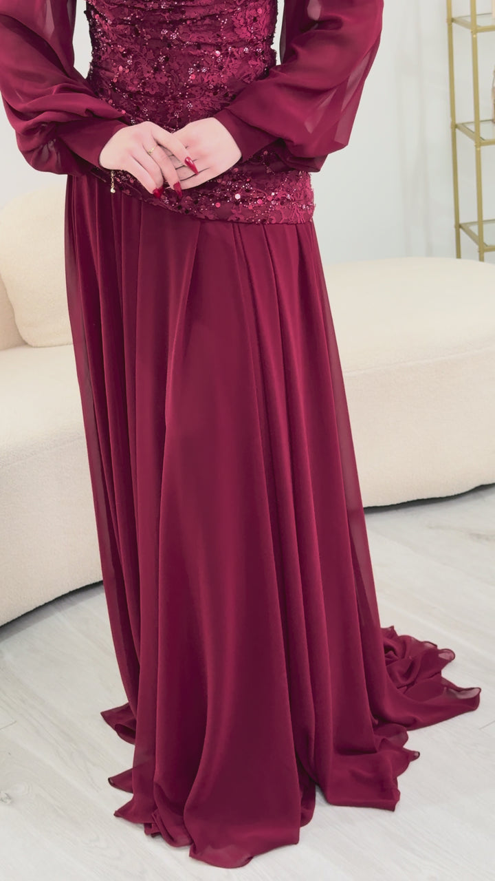 Vestido de noite bordô - Flavia