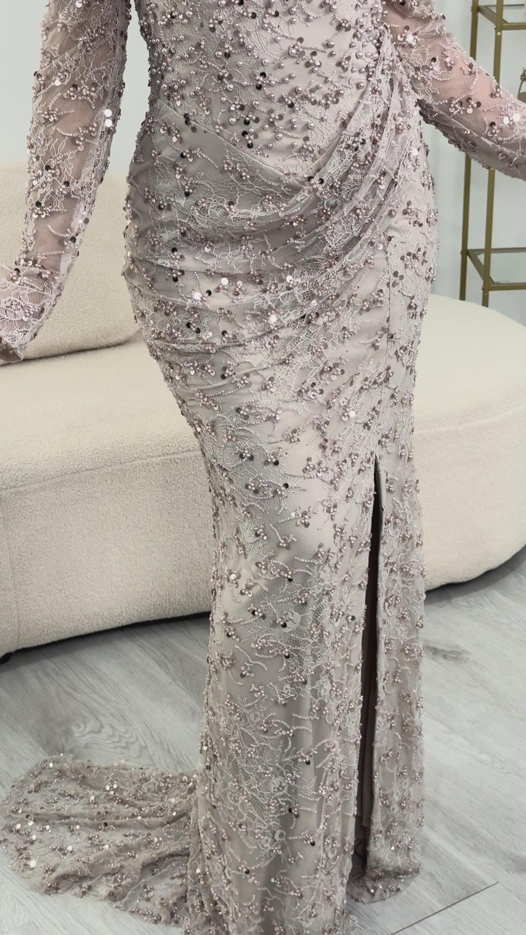 Robe de soirée TAUPE - Duygu