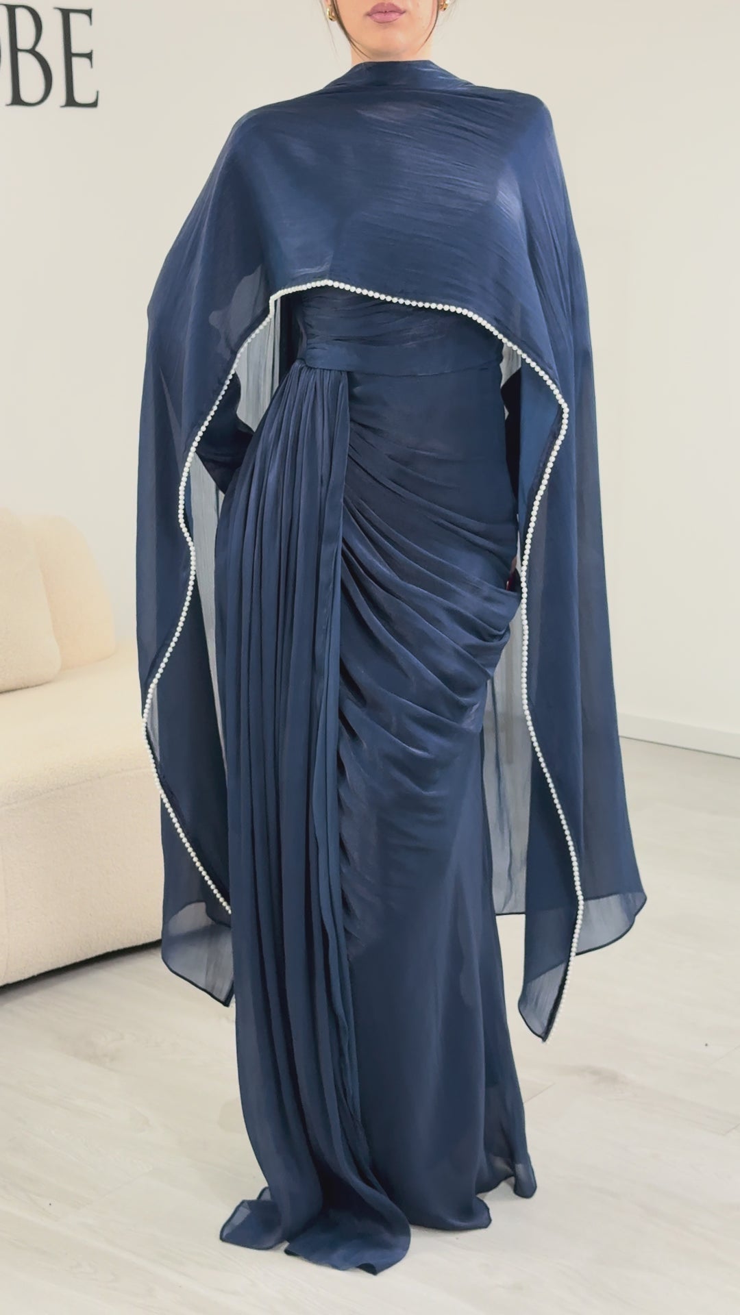 Vestido de noche modesto azul marino - Bahar